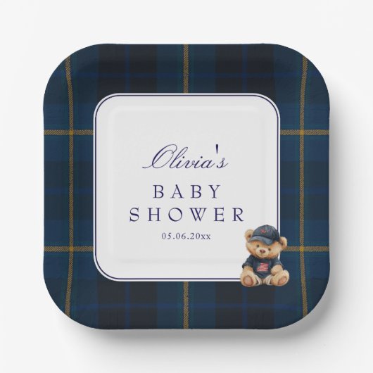 Polo-Teddy-Bär-Baby-Party Pappteller (Vorderseite)