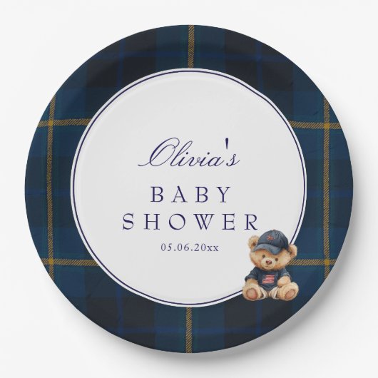 Polo Teddy Bear Baby Shower Pappteller (Vorderseite)