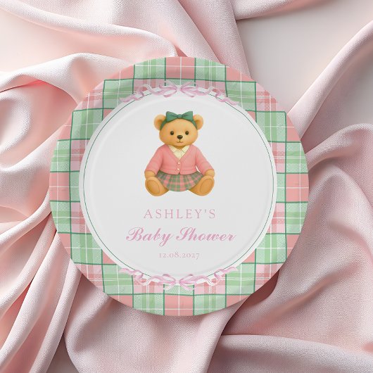 Polo Teddy Bear Girl Bear Baby Shower Pappteller