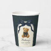Polo Teddy Bear Navy Bow Plaid Baby Boy Pappbecher (Rückseite)