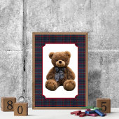 Polo Teddy Bear Tartan Plaid Baby Boy Kids Nursery Poster
