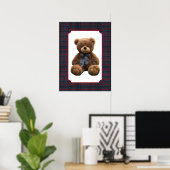 Polo Teddy Bear Tartan Plaid Baby Boy Kids Nursery Poster (Heimbüro)