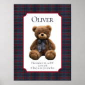 Polo Teddy Bear Tartan Plaid Baby Name Birth Stats Poster (Vorne)