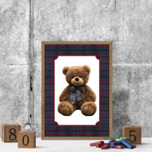 Polo-Teddybär-Tartan-Karo-Babyzimmer für Jungen