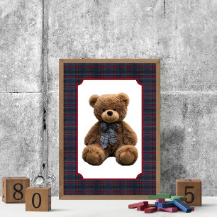 Polo-Teddybär-Tartan-Karo-Babyzimmer für Jungen Poster