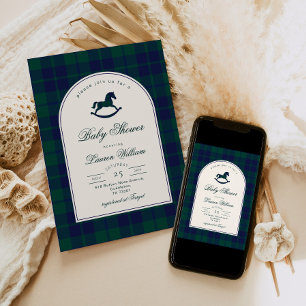 Polo Vintag Toy Preppy Kariert Baby Dusche Einladung