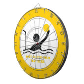 Polospieler mit schwarzer Silhouette Dartscheibe (Vorderseite rechts)