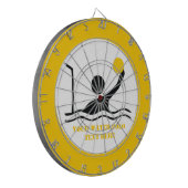 Polospieler mit schwarzer Silhouette Dartscheibe (Vorderseite Links)