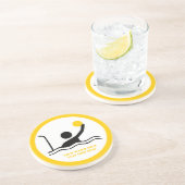 Polospieler, schwarze Ikone Silhouette Getränkeuntersetzer (Seite)