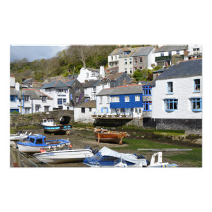Polperro Cornwall England Low Tide Fotodruck