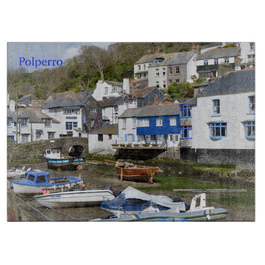 Polperro Cornwall England Low Tide Schneidebrett (Vorderseite)