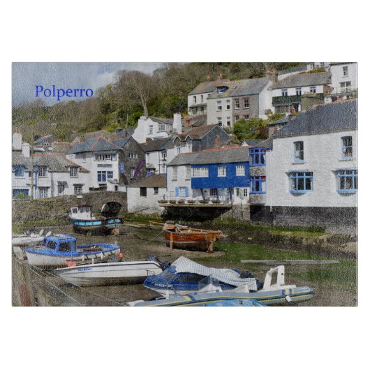 Polperro Cornwall England Low Tide Schneidebrett (Vorderseite)
