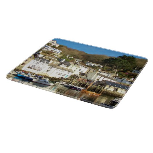 Polperro Hafen Cornwall England Schneidebrett (Ecke)