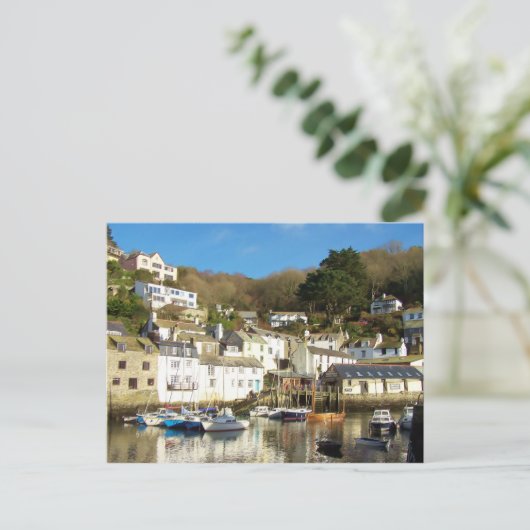 Polperro Harbour Cornwall England Postkarte (Stehend Vorderseite)