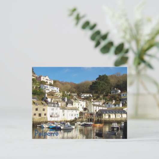 Polperro Harbour Cornwall England Postkarte (Stehend Vorderseite)