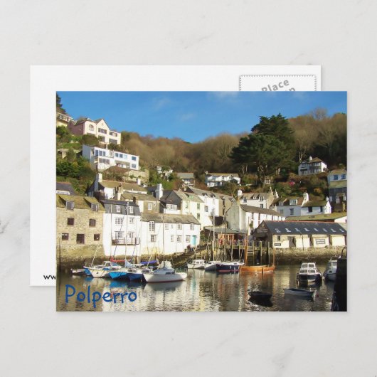 Polperro Harbour Cornwall England Postkarte (Vorne/Hinten)