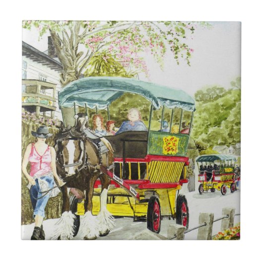 "Polperro Pferdebus-" Fliese (Vorderseite)
