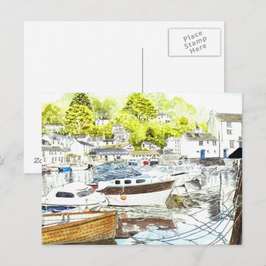 'Polperro Reflections' Postcard Postkarte (Vorne/Hinten)