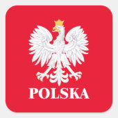 Polska 3 quadratischer aufkleber (Vorderseite)
