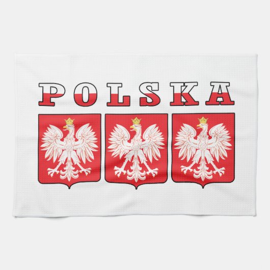 Polska Eagle Flag Shields Geschirrtuch (Horizontal)