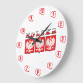 Polska Eagle Flag Shields Große Wanduhr (Winkel)