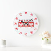 Polska Eagle Flag Shields Große Wanduhr (Zuhause)