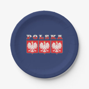 Polska Eagle Flag Shields Pappteller
