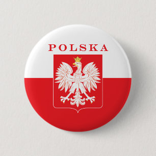 Polska Eagle Red Shield Button