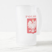 Polska Eagle Rot-Schild Mattglas Bierglas (VorderseiteRechts)
