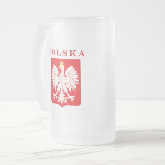 Polska Eagle Rot-Schild Mattglas Bierglas (Vorderseite Links)