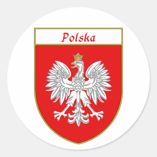 Polska Eagle Shield Runder Aufkleber (Vorderseite)