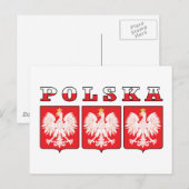 Polska Eagle Shields Postkarte (Vorne/Hinten)