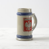 Polska Flagge/polnisches Schild Stein Bierglas (VorderseiteRechts)