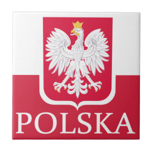 Polska Flaggen-Wappen Fliesen-Untersetzer Fliese