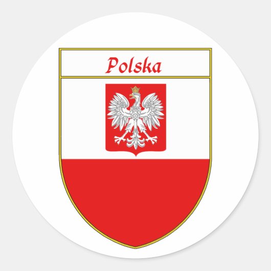 Polska-Flaggenschild Runder Aufkleber (Vorderseite)