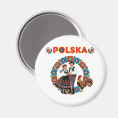 Polska Folk Couple Łowicz Kunst Magnet (Vorderseite/Rückseite)