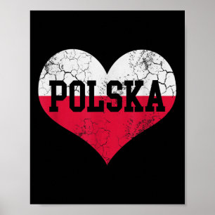 Polska Heart Flag Polen Polnisches Familienerbe VI Poster