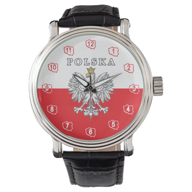 Polska mit Polnischem Adler Armbanduhr (Vorderseite)