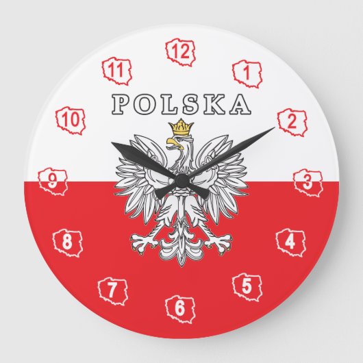 Polska mit Polnischem Adler Große Wanduhr (Vorderseite)