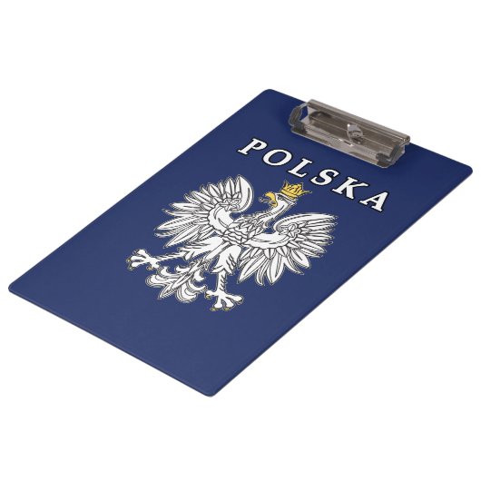 Polska mit Polnischem Adler Klemmbrett (Schrägansicht)