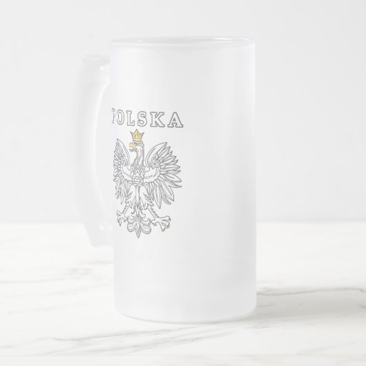 Polska mit Polnischem Adler Mattglas Bierglas (Vorderseite Links)