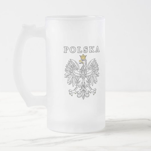 Polska mit Polnischem Adler Mattglas Bierglas (Links)