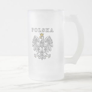 Polska mit Polnischem Adler Mattglas Bierglas