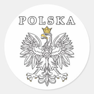 Polska mit Polnischem Adler Runder Aufkleber