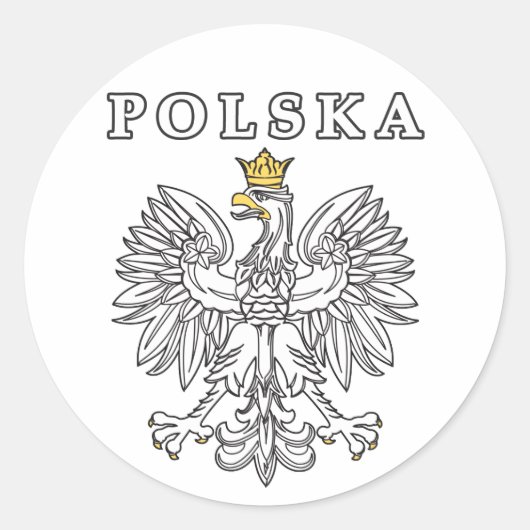 Polska mit Polnischem Adler Runder Aufkleber (Vorderseite)