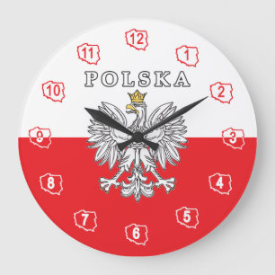 Polska mit polnischem Eagle Große Wanduhr