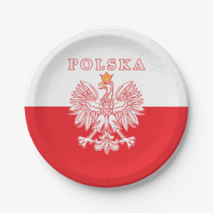Polska mit Rot-Polnischem Eagle Pappteller