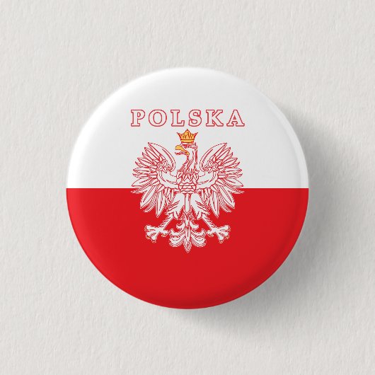 Polska mit rotem Polnischer Adler Button (Vorderseite)