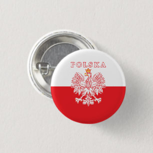 Polska mit rotem Polnischer Adler Button