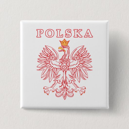 Polska mit rotem Polnischer Adler Button (Vorderseite)